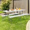 White Grey HDPE Iron Folding Bench Portable Outdoor Indoor Picnic Camping 550 lbs